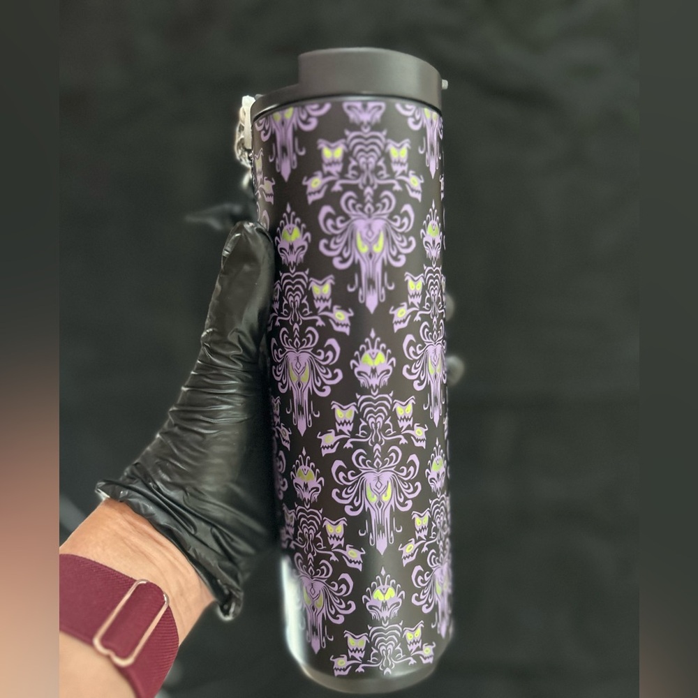 Disney Parks Haunted Mansion Starbucks Travel Tumbler with Bat accessory NWT - Picture 9 of 12